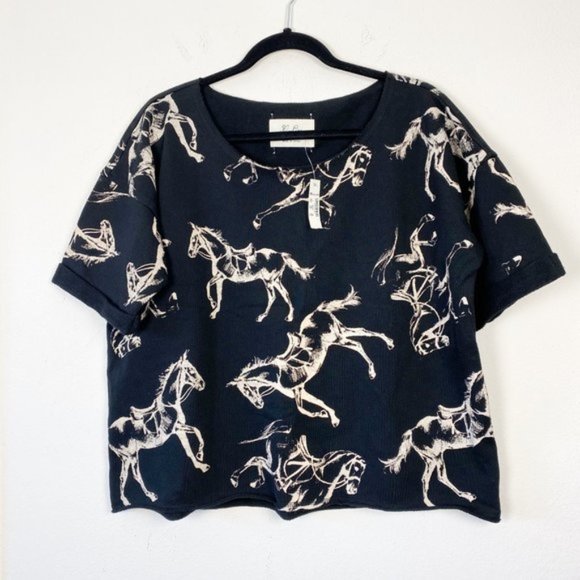 Madewell Tops - NWT Madewell Hi-Line Novelty Horse Print Crop Top